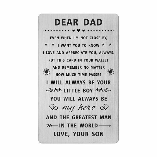 SOUSYOKYO Dad Father Day Gifts from Daughter, Happy Birthday Wallet Card for My Daddy, Personalized Long Distance Hero Dad Gifts, I love You Father Present Men, Easter