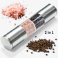 2 in 1 Salt and Pepper Grinder Stainless Steel Pepper Mill Grinder Refillable Adjustable Coarseness Mills for Sea Salt, Small Peppercorn, Black Pepper
