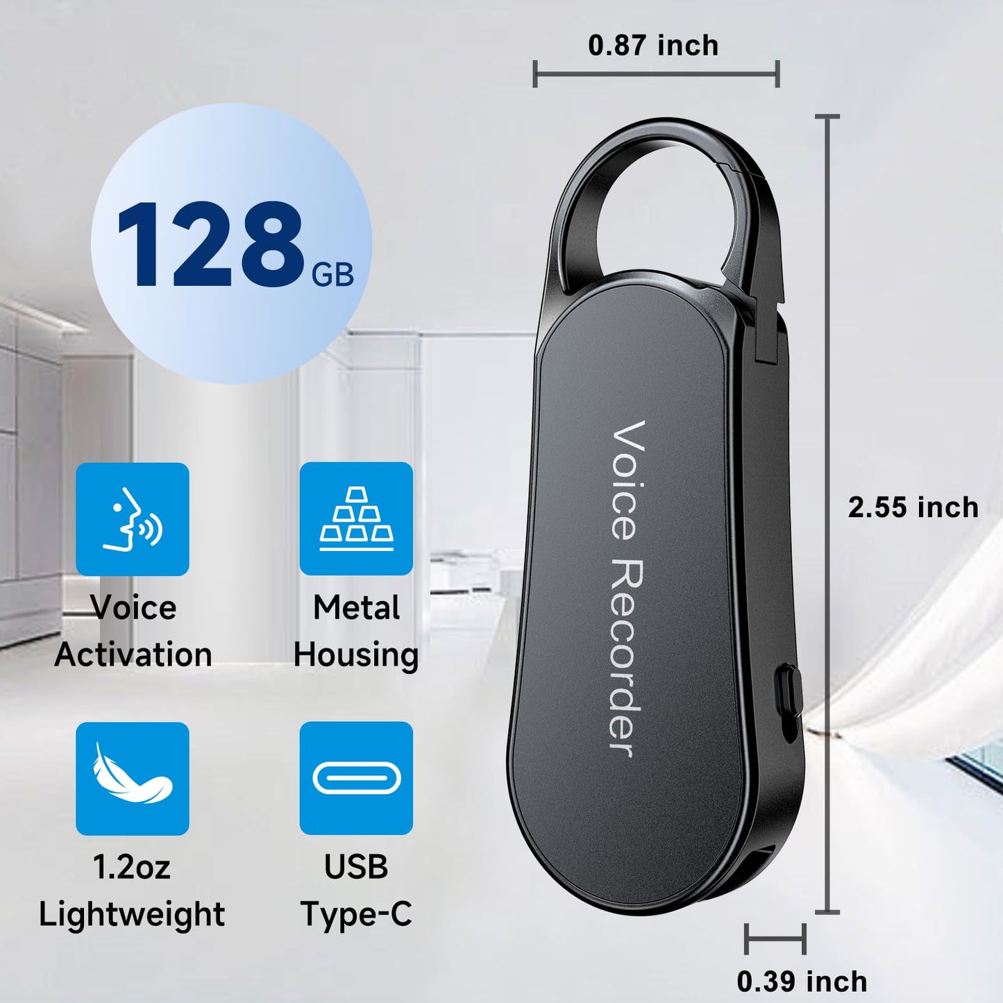Howabo Professional Portable V56 Voice Recorder 128GB, Howabo New Upgraded Noise Reduction HiFi Pure Sound Quality, 1536Kbps Audio Activated Voice Recorder for Your Lectures Meetings Classes