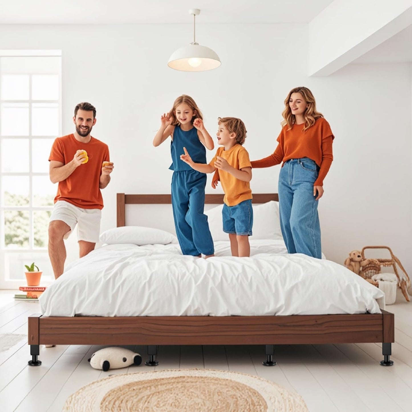 4PCS Adjustable Height Bed Support Legs, 7-12 Inch, Metal Heavy Furniture Legs with Rubber Non-Slip Base for Sofa/Cabinet/Couch/Dresser/Table, Furniture Feet Replacement for King Queen Bed Frame Slat