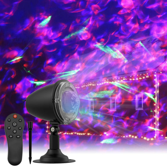 Halloween Laser Projector Lights - Outdoor Waterproof Holiday Light Projector with 10 Color, Aurora & Ocean Wave Pattern - Water Ripple Night Light for House,Garden,Yard Christmas Decoration