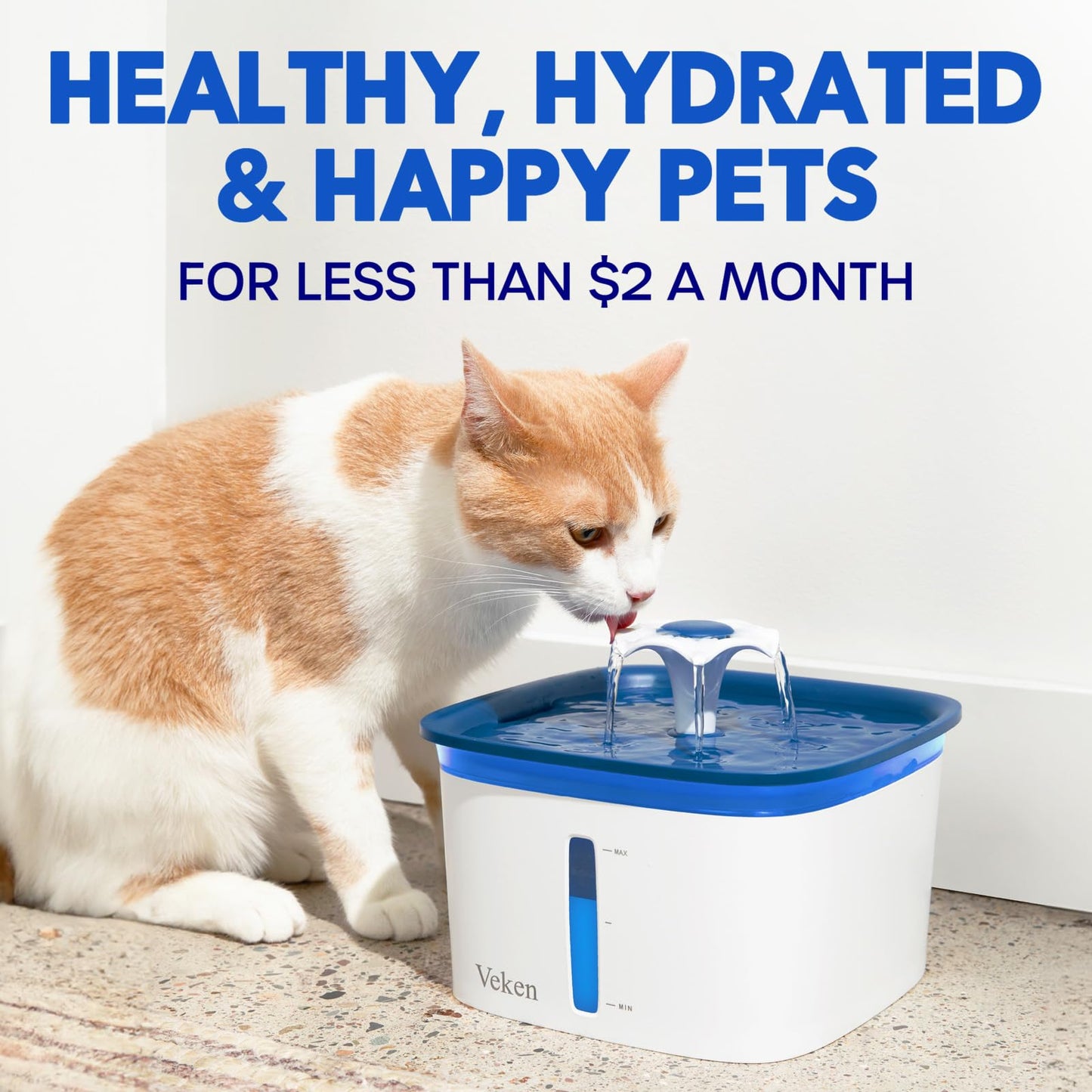 Veken Cat Water Fountain Filters, 8 Pack Replacement Filters & 8 Pack Replacement Pre-Filter Sponges Set for 50oz, 84oz, 95oz Automatic Pet Fountain Dog Water Dispenser