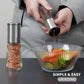 Bunchtou Original Stainless Steel Pepper Grinder or Salt Mill 1pk - Coarseness Adjustable Sea Salt Grinder or Pepper Mill Grinder - Small Manual Salt Pepper Shakers with Glass Container
