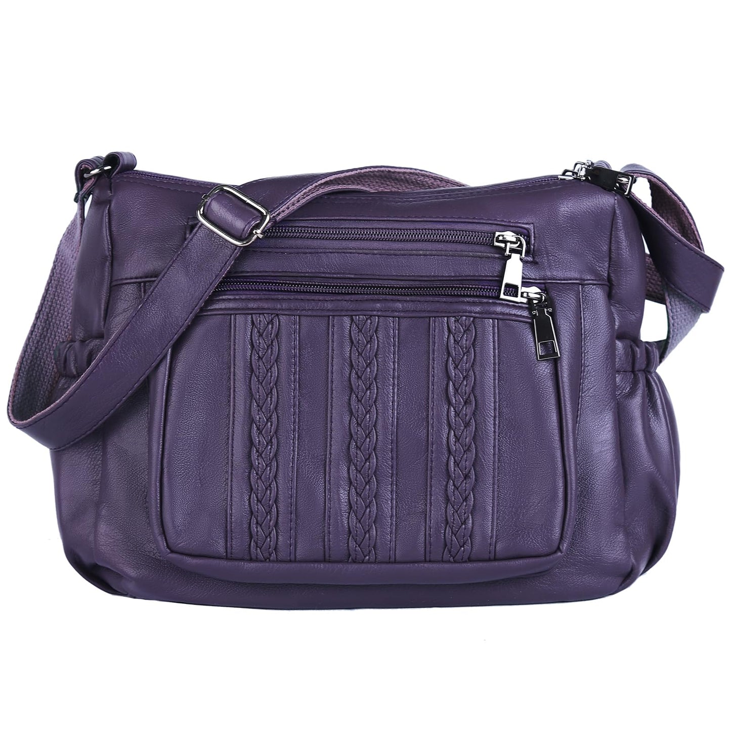 ELDA Purses for Women Pocketbooks Soft PU Leather Ladies Crossbody Purse Multi Pocket Shoulder Bag (Dark Purple)