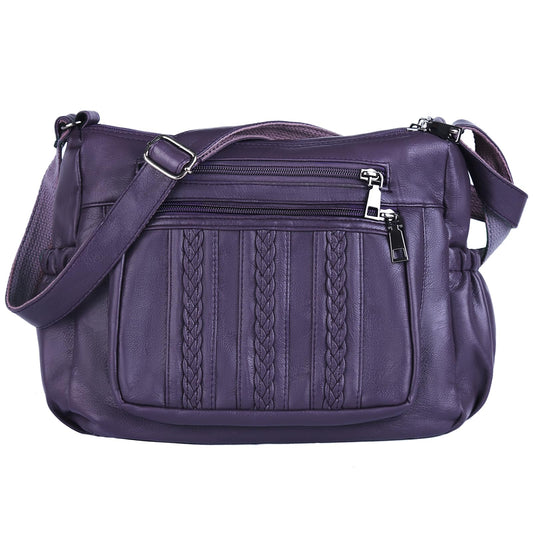 ELDA Purses for Women Pocketbooks Soft PU Leather Ladies Crossbody Purse Multi Pocket Shoulder Bag (Dark Purple)