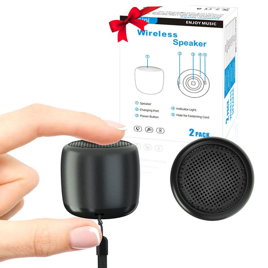 SEVENKA 2 Mini Speakers, 3W Portable Small Wireless Speaker with Lanyard, Water Resistant, Wireless Stereo Pairing, 1oz Lightweight Rechargeable Metal Mini Bluetooth Speaker for Phone, Tablet, Camping