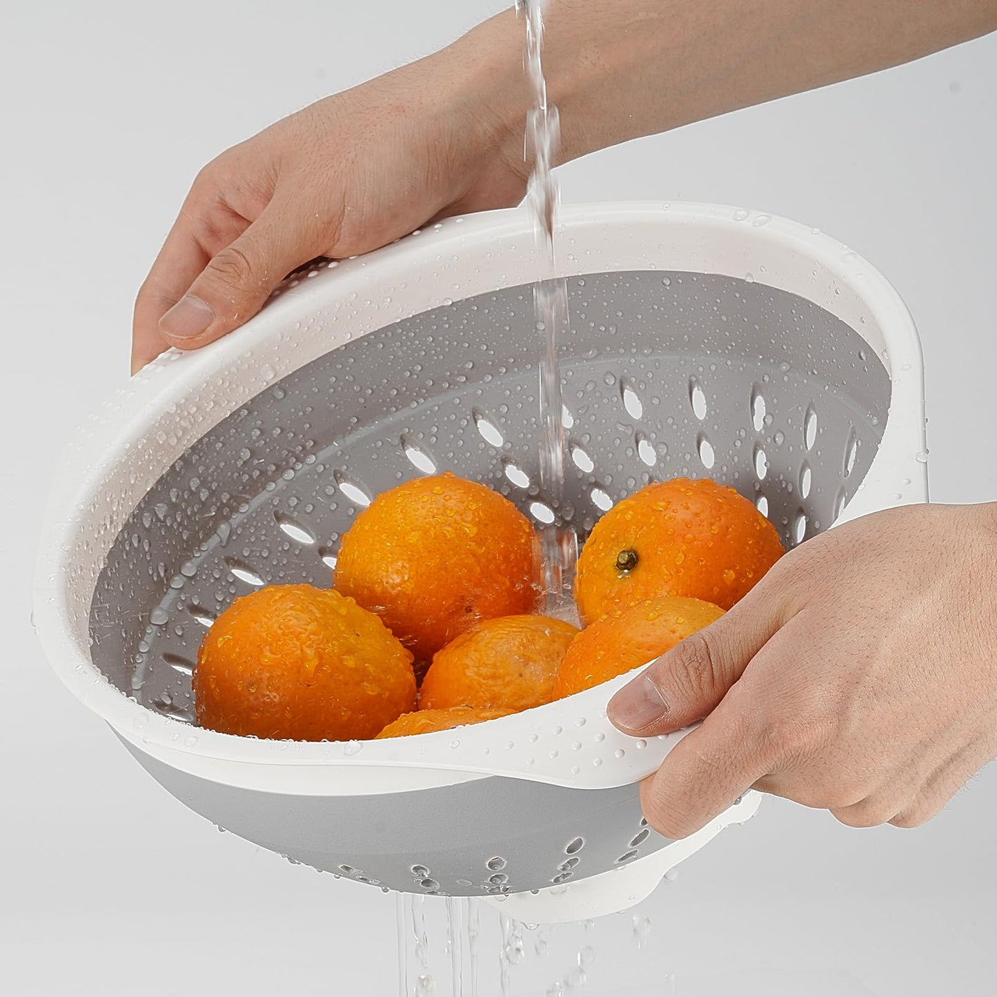 Collapsible Colander Strainer, 5 Quart Silicone Kitchen Drainer for Pasta, Veggies, Fruits, Space Saving Foldable Design, Dishwasher Safe, RV & Camping Essential, New Home Must-Have