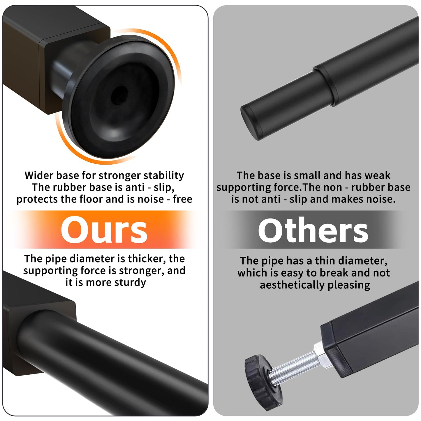 4PCS Adjustable Height Bed Support Legs, 7-12 Inch, Metal Heavy Furniture Legs with Rubber Non-Slip Base for Sofa/Cabinet/Couch/Dresser/Table, Furniture Feet Replacement for King Queen Bed Frame Slat