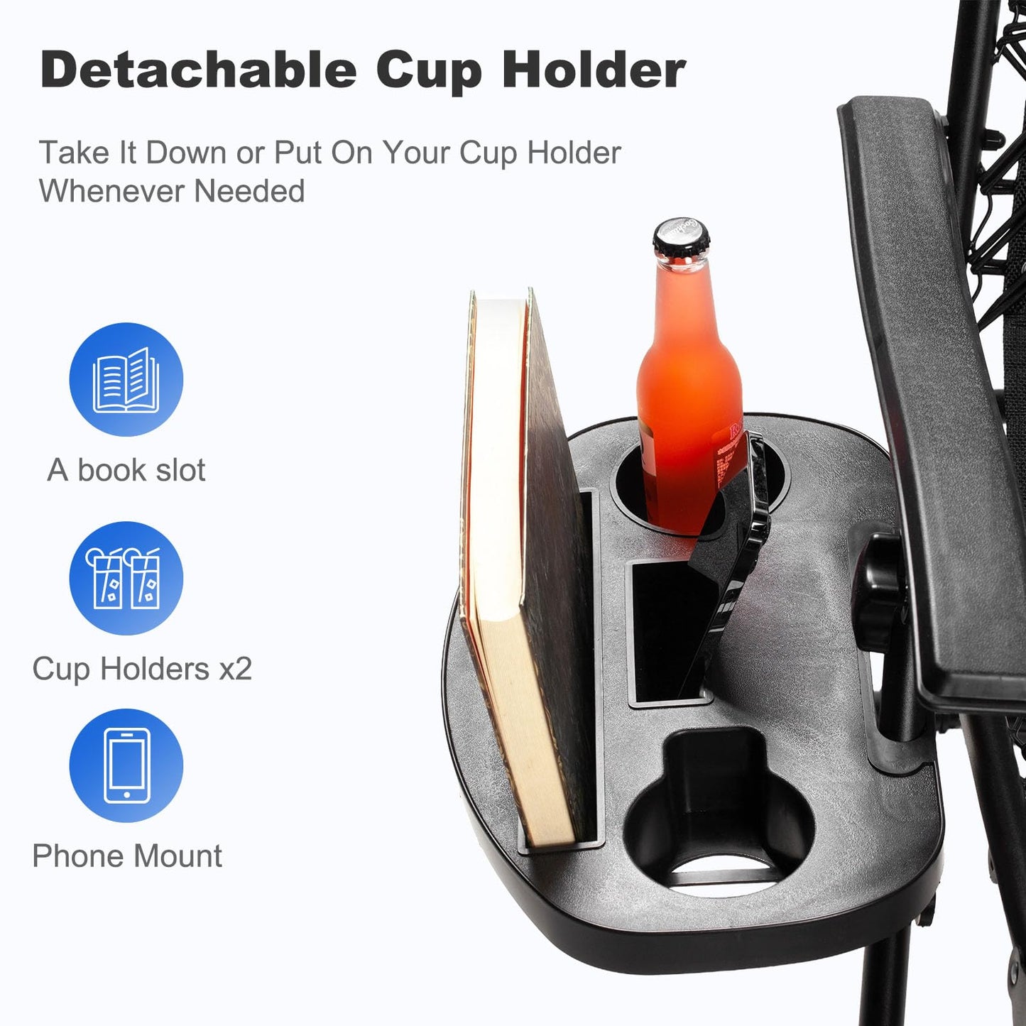 Nazhura Set of 2 Relaxing Recliners Patio Chairs Adjustable Steel Mesh Zero Gravity Lounge Chair Beach Chairs with Pillow and Cup Holder (Blue)