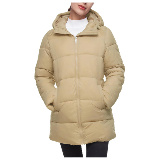 Rokka&Rolla Women's Lightweight Water-Resistant Puffer Jacket Hooded Winter Long Coat