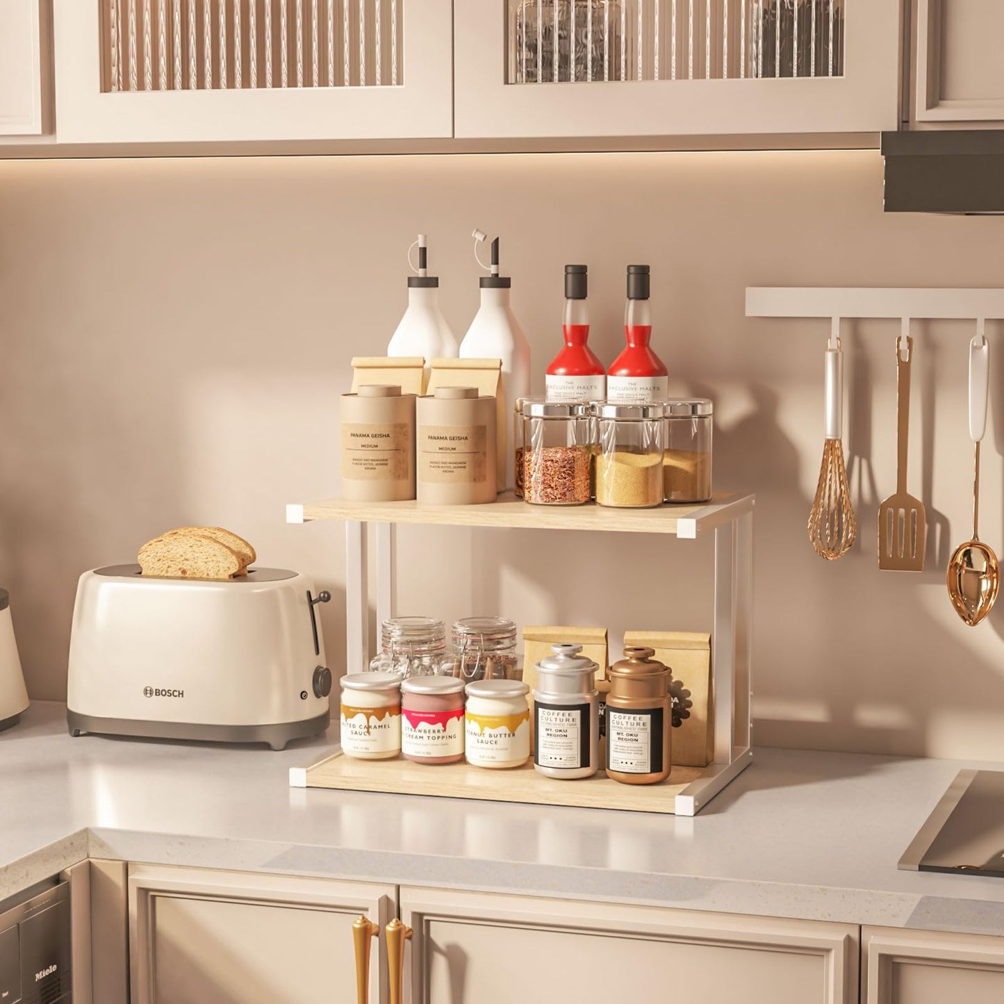 IBUYKE Under Desk Printer Stand,2 Tier Printer Cart for Printer,Mobile Home Desktop Organizer Shelf with 4 Wheels,for Printer, Fax, Home Office Use，Rustic Brown UTLJ007R