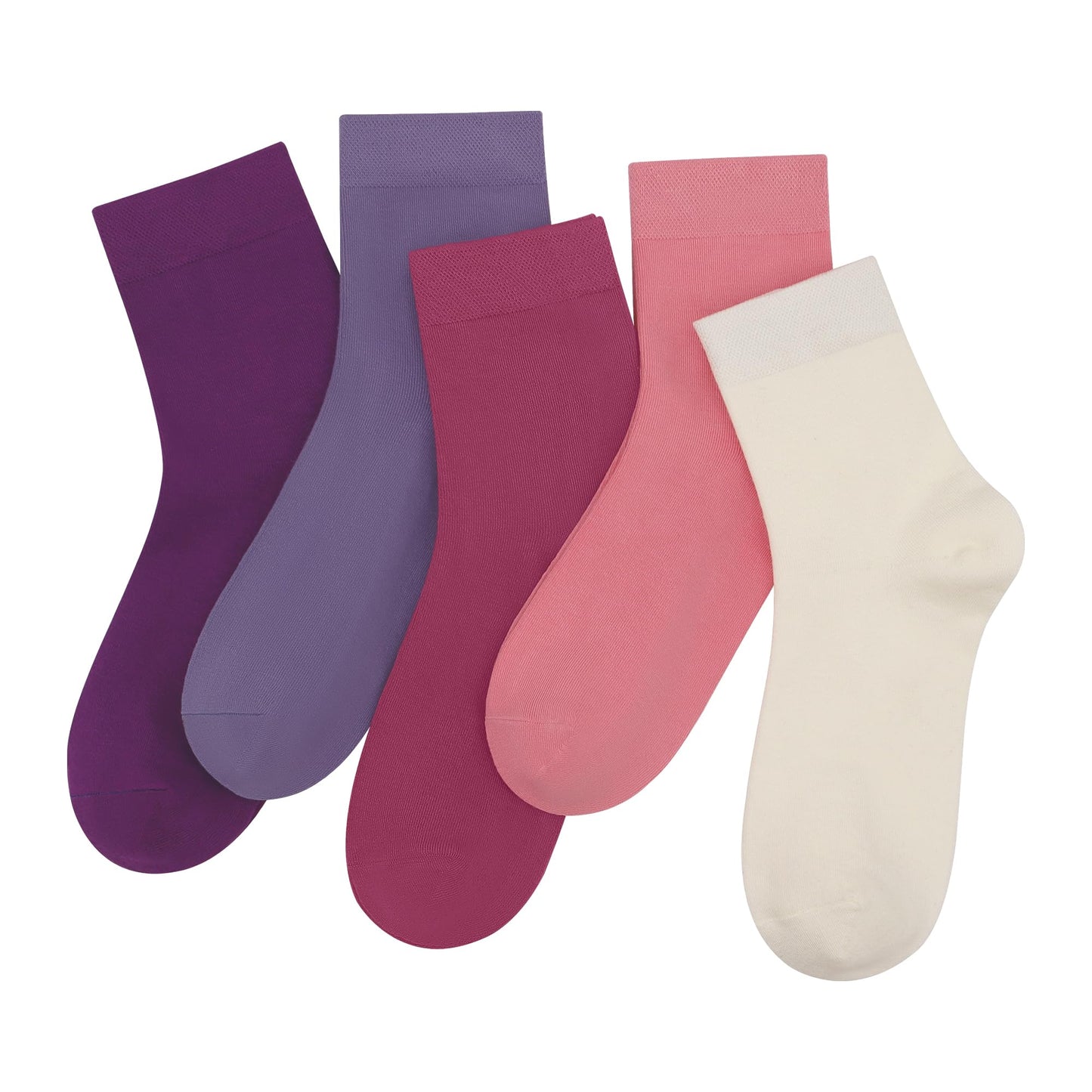 SERISIMPLE Women Thin Viscose Bamboo Socks Crew Lightweight Above Ankle Casual Dress Sock For Ladies Bootie Trouser 5 Pairs (US, Alpha, Large, Regular, Regular, Purple&Pink)