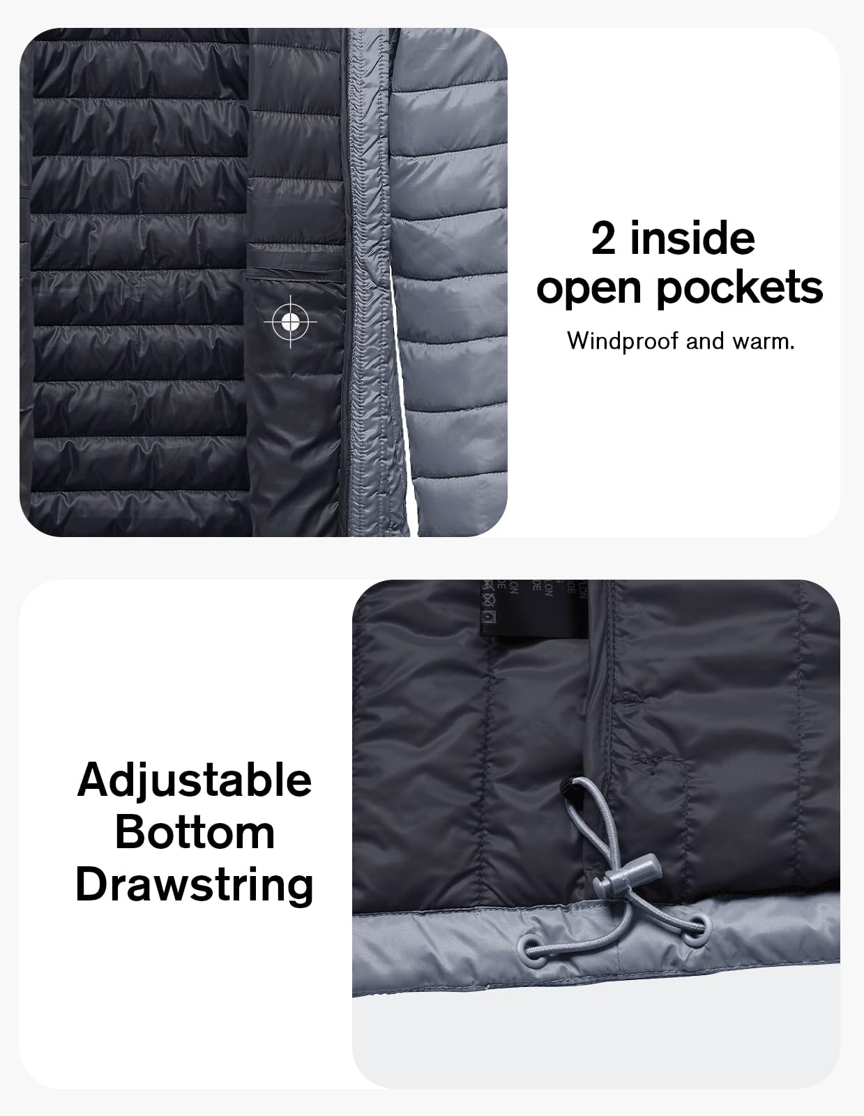 fit space Classic Puffer Jacket for Girl Boy Synthetic Down Jacket Lightweight Winter Warm Coat Padded Insulated Quilted Zip-Off Hood (4'3''~4'7'' Grey)