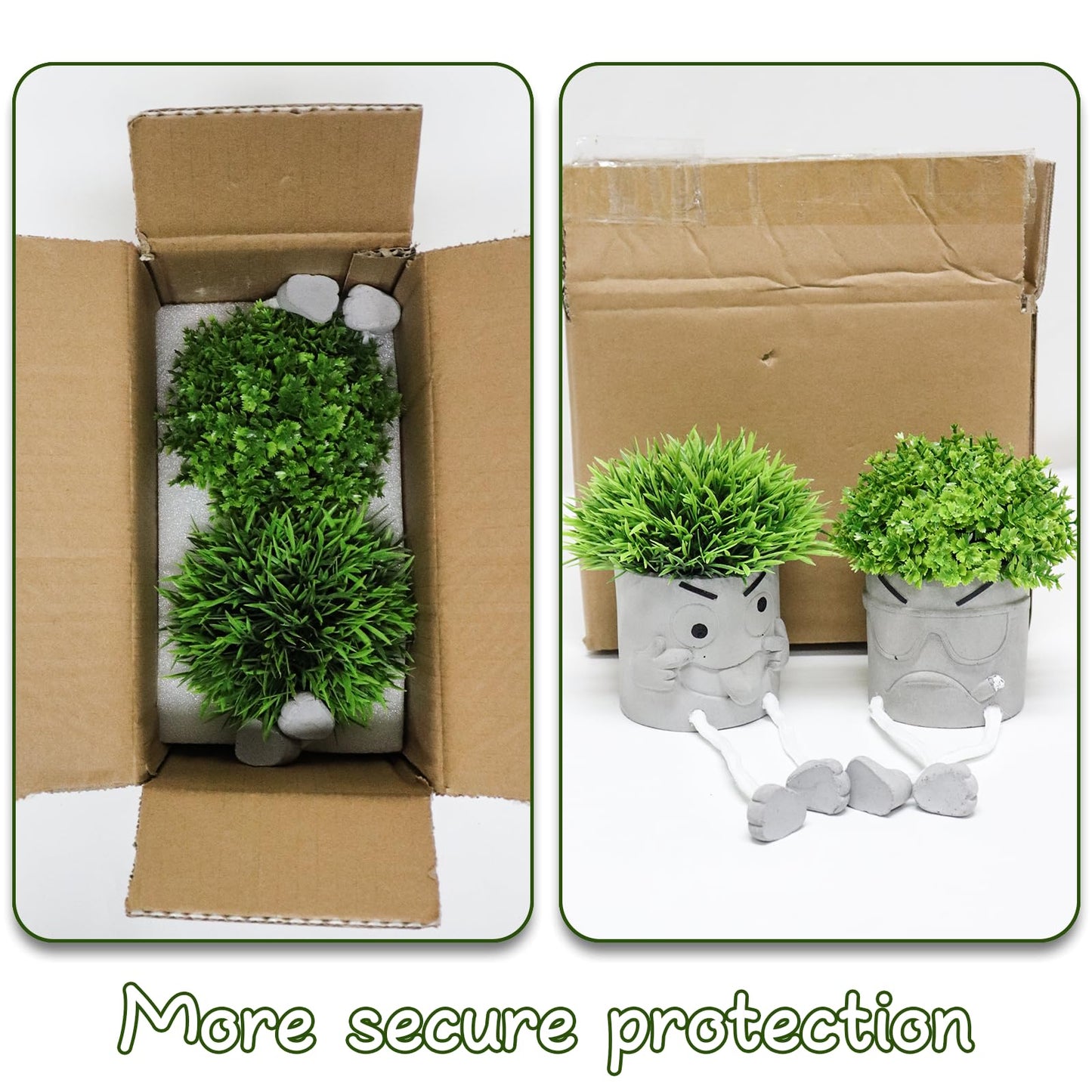 MAKHOT 2 Pack Cute Artificial Succulent Plants with Gray Flower Pots, Fake Plants Succulent Window Sill Decor for Gift Choice, Mini Potted Succulents for Desk Shelf Bathroom Decoration