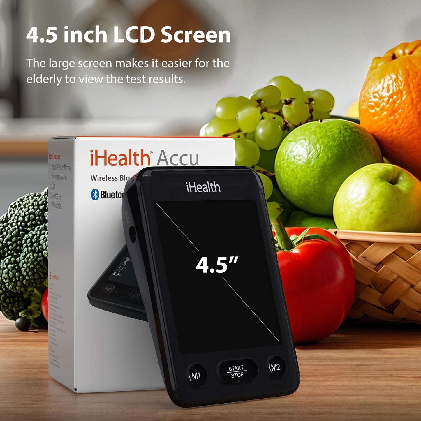 iHealth Accu Wireless Blood Pressure Monitor with Bluetooth Cloud Storage, Body Movement Detection, Wrap Indicator, Adjustable Large Adult Cuff(8.7-16.5 inch), Dual User Functionality for Home Use