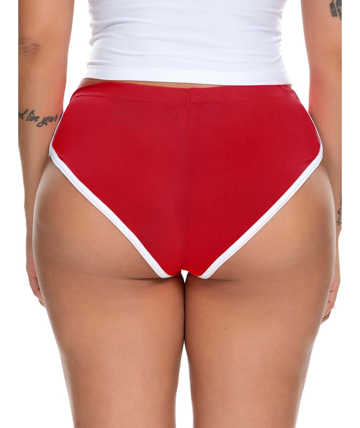 YUYUREAL Women's Low Rise Dolphin Shorts Daisy Dukes Plus Running Workout Fitness Sport High Cut Yoga Booty Shorts(WR,XL)