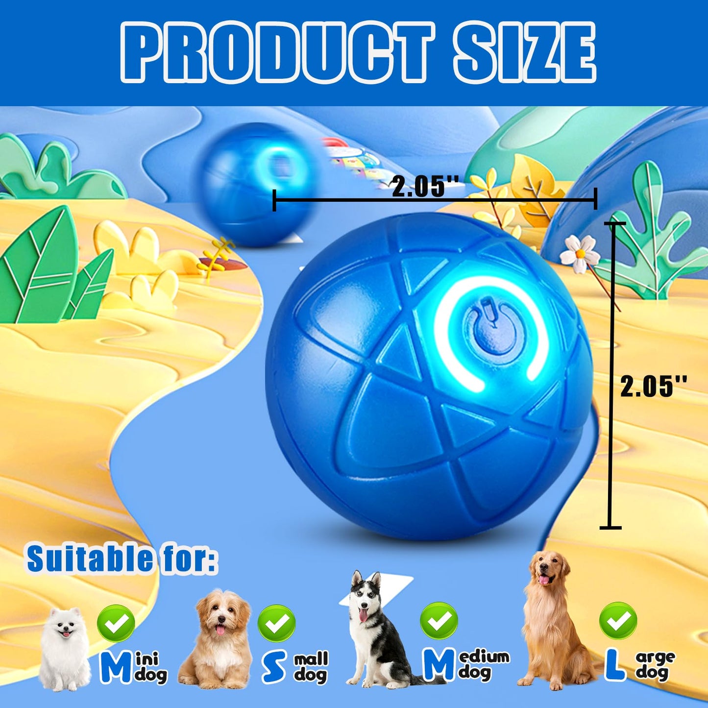 GROTOLY 2Pcs Shaking Dog Ball Toy Blue and Orange Shaky Vibrating Ball Automatic Moving Toy for Dogs