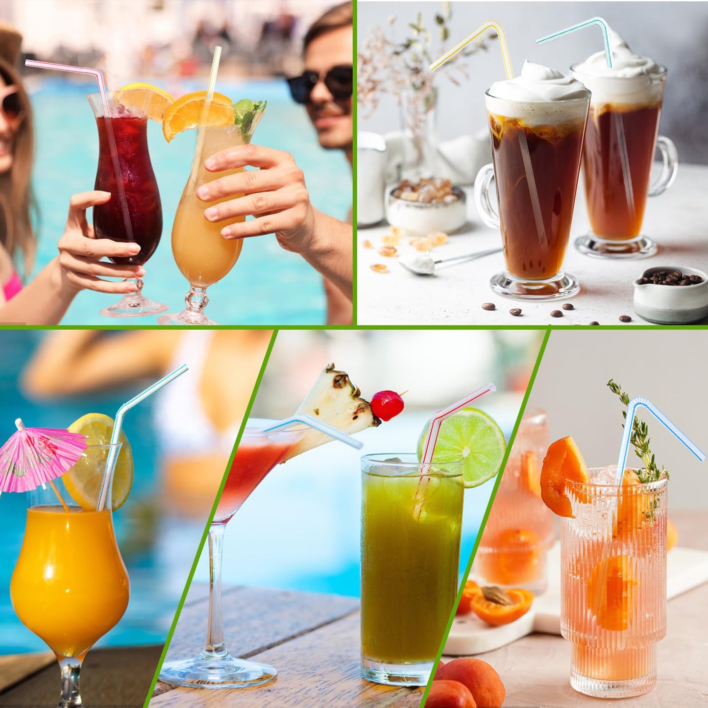 200 Pcs Plastic Disposable Straws,Flexible Plastic Straw,Bendable Disposable Drinking Striped Party Straw,Perfect for Home,Office,Birthday Party Use,Juice,Milkshake,Crafts