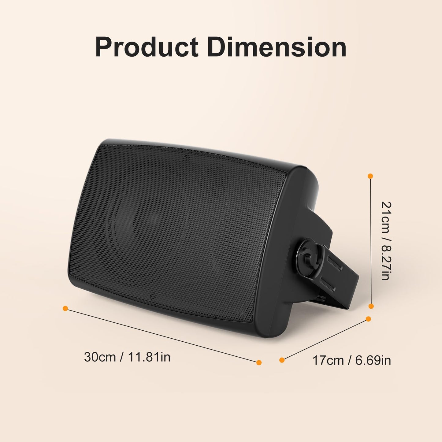 STUDIOFINIX 6.5 Inch Max 800W Outdoor Bluetooth Speakers Waterproof Wired with Multifunctional Amplifier Wall Mount Outdoor Speaker System for Patio Garden Poolside Home(4 Speakers,Black)