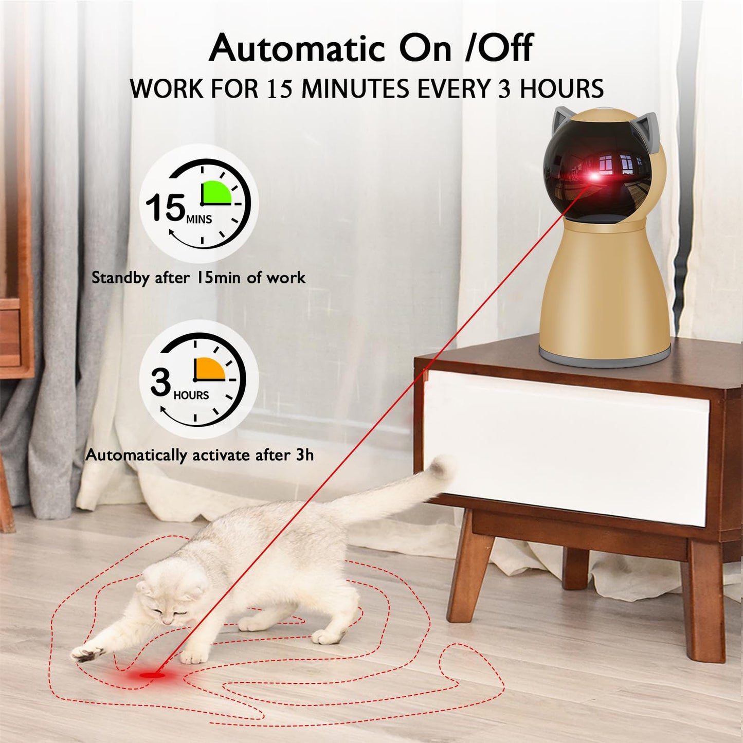 Valonii Interactive Cat Laser Toy Automatic for Indoor Cats,Real Random Trajectory Rechargeable Laser Cat Toys for Indoor Cats/Kittens/Dogs