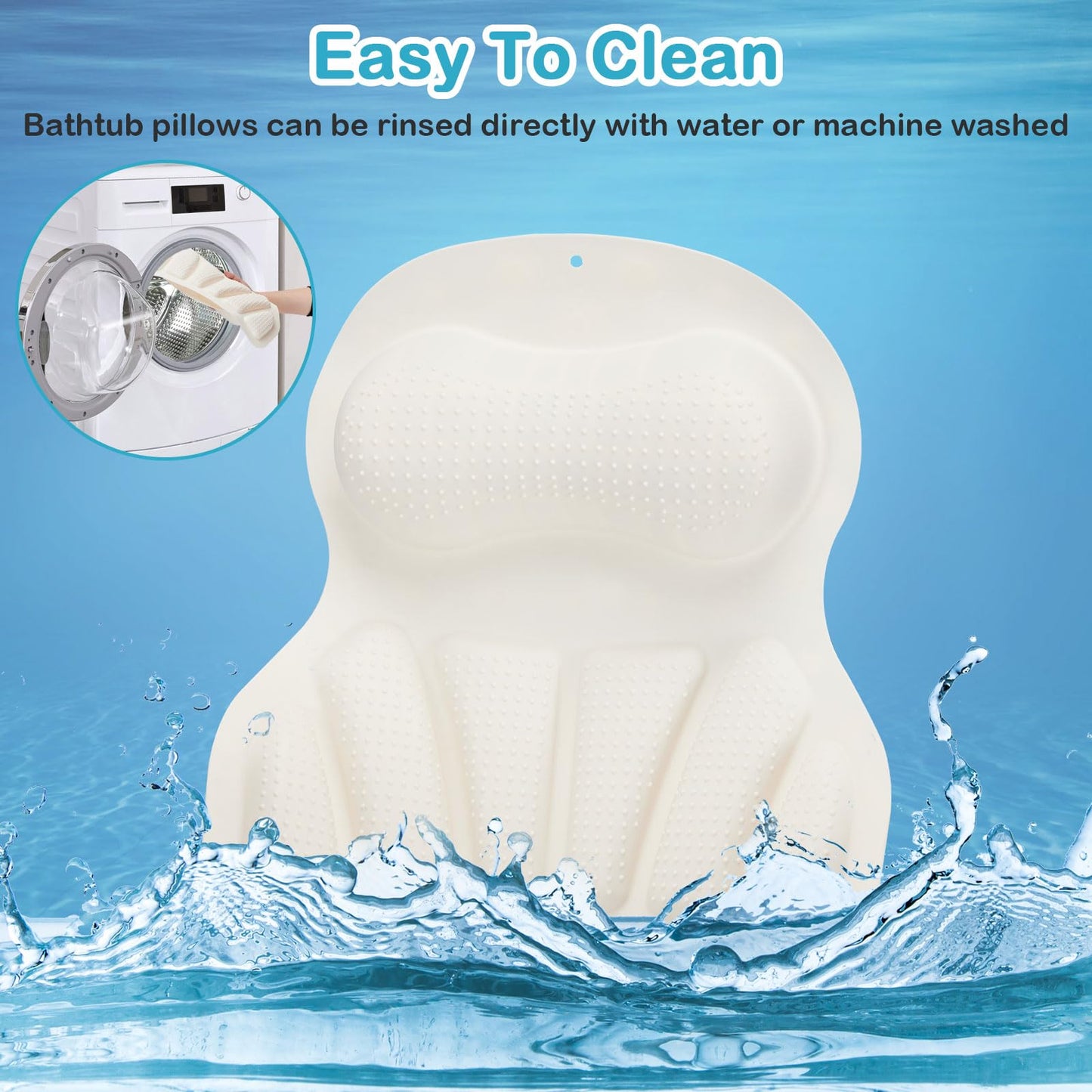 Velfree Bath Pillows for Tub, Bath Pillow Luxury Bathtub Pillow for Head Neck Back Support, 3D Silicone Bath Tub Pillow with Non Slip Suction Cups, Bathtub Accessories Spa Gifts for Women Men