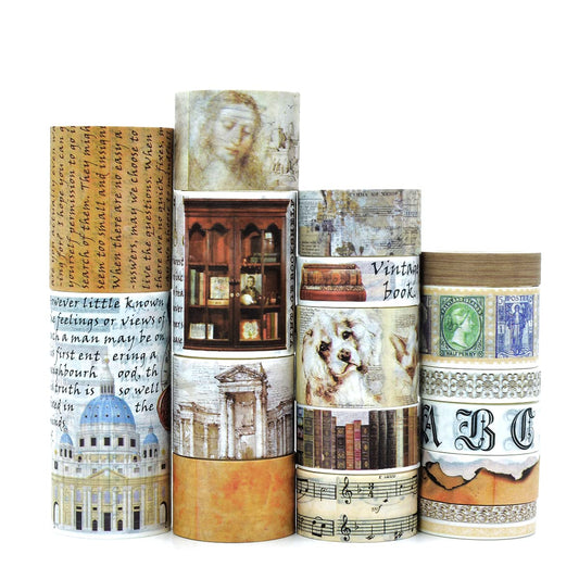 18 Rolls Vintage Washi Tape Set,Floral Letter Forest Butterfly Mushroom Botanical Flower Writable Decorative Tapes for Scrapbooking, Junk Journal Supplies,Bullet Journal Supplies, DIY Crafts Art