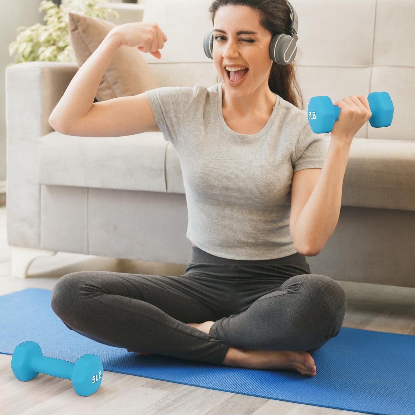 MADOG Dumbbell Set, Anti-Slip Neoprene Coated Hexagon Hand Weights for Home Gym Equipment Workouts Strength Training