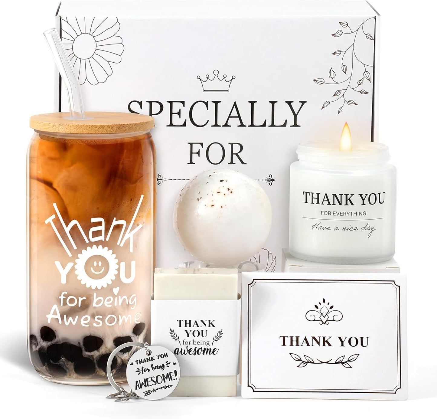 Appreciation Gifts for Women, Colleagues & Neighbors - Glass Cups, Employee & Coworker Thank You Gifts - 'Being Awesome' Gift Set