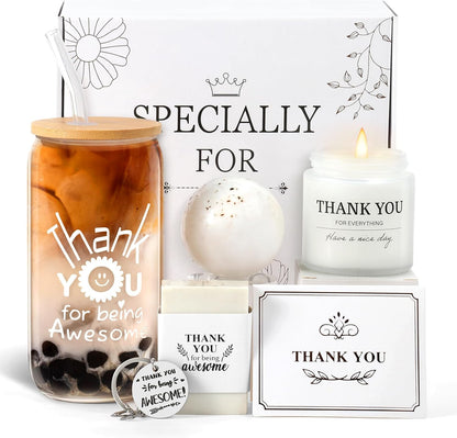 Appreciation Gifts for Women, Colleagues & Neighbors - Glass Cups, Employee & Coworker Thank You Gifts - 'Being Awesome' Gift Set