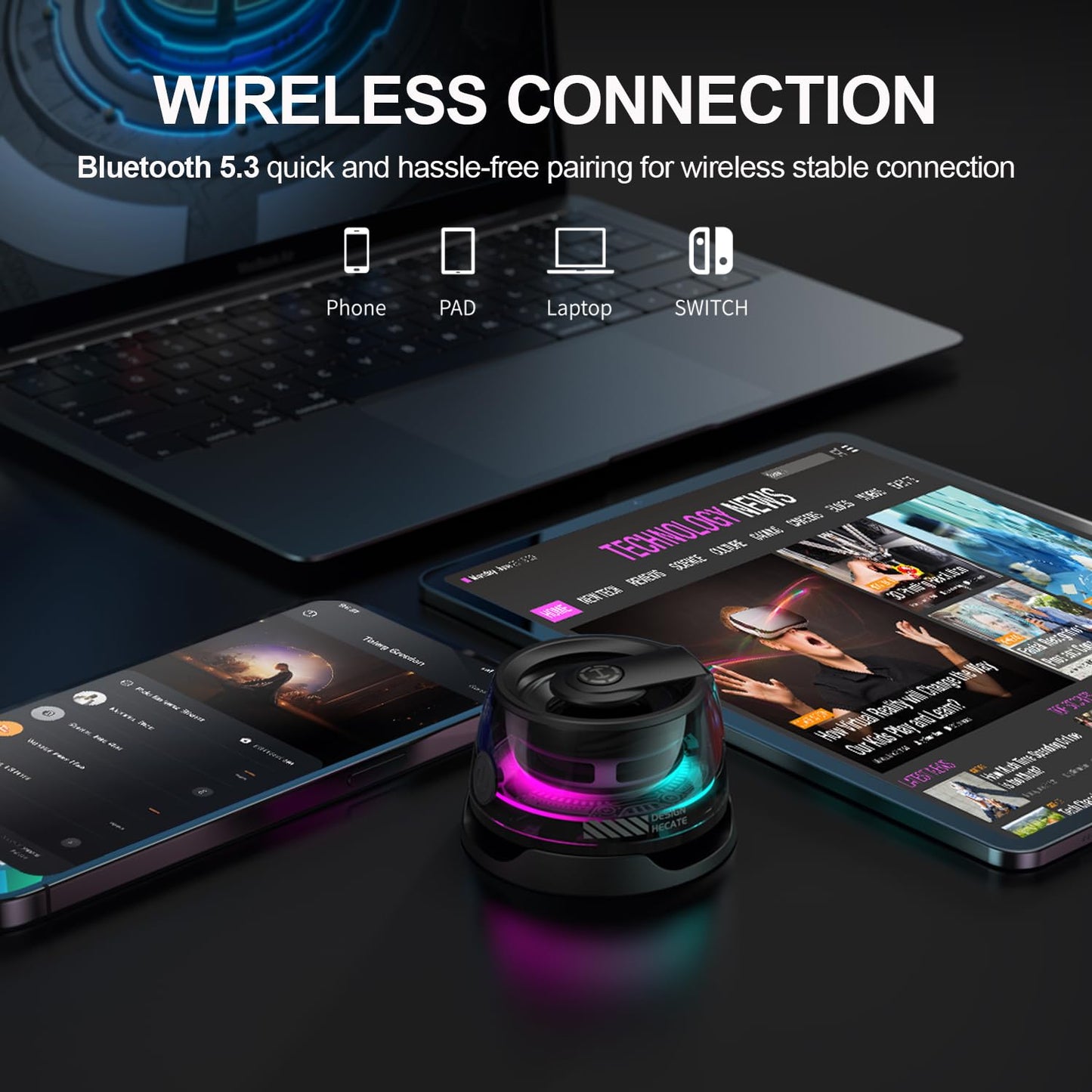 Edifier G200 Magnetic Bluetooth Speaker, 5W Mini Speakers Wireless, Small Phone Speaker Amplifier with Transparent RGB, Portable Phone Stand for iPhone, Kitchen, Bike, Anything Magnet, Golf Gifts