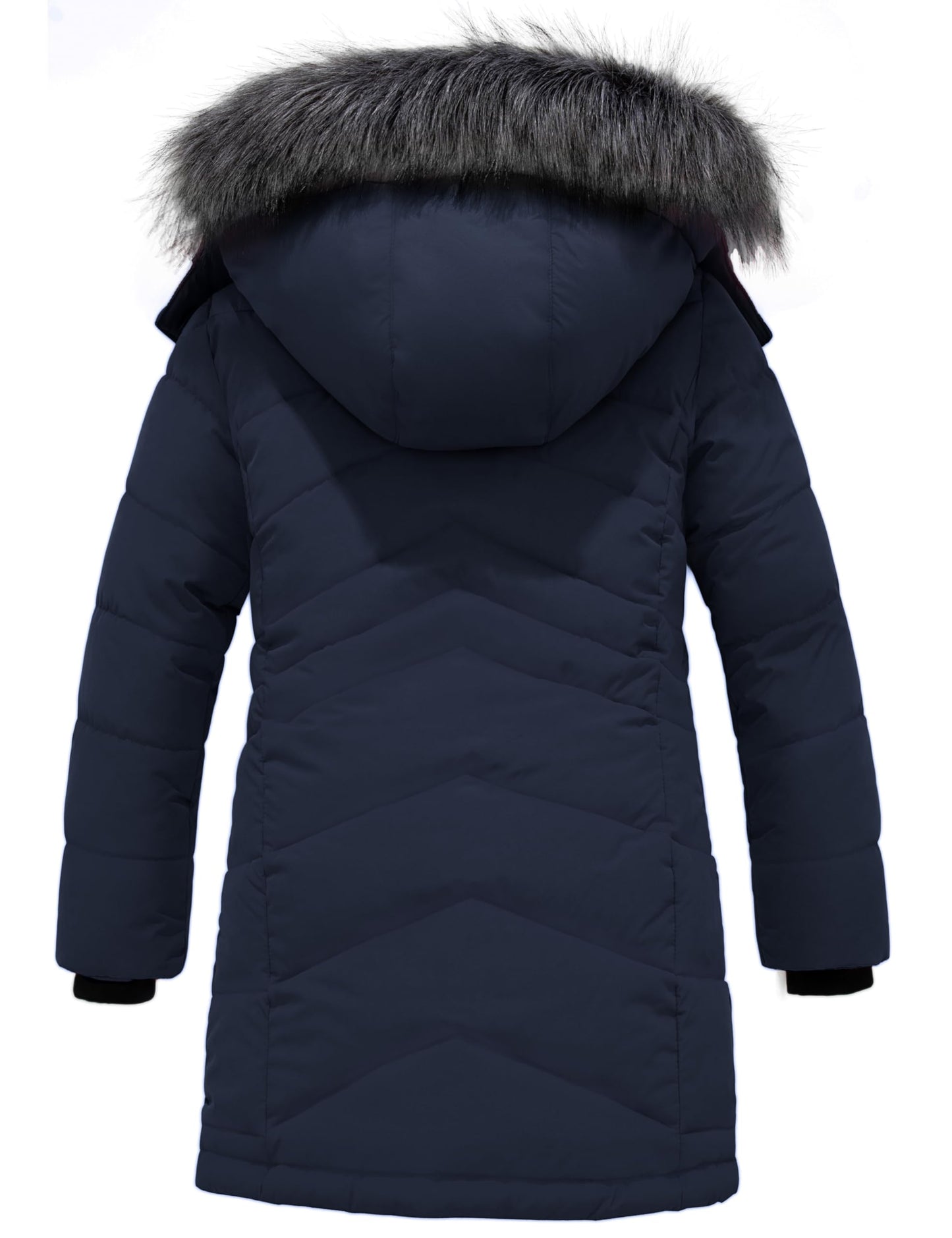 ZSHOW Girls' Winter Outerwear Coat Hooded Thick Quilted Puffer Jacket(Dark Blue,10-12)