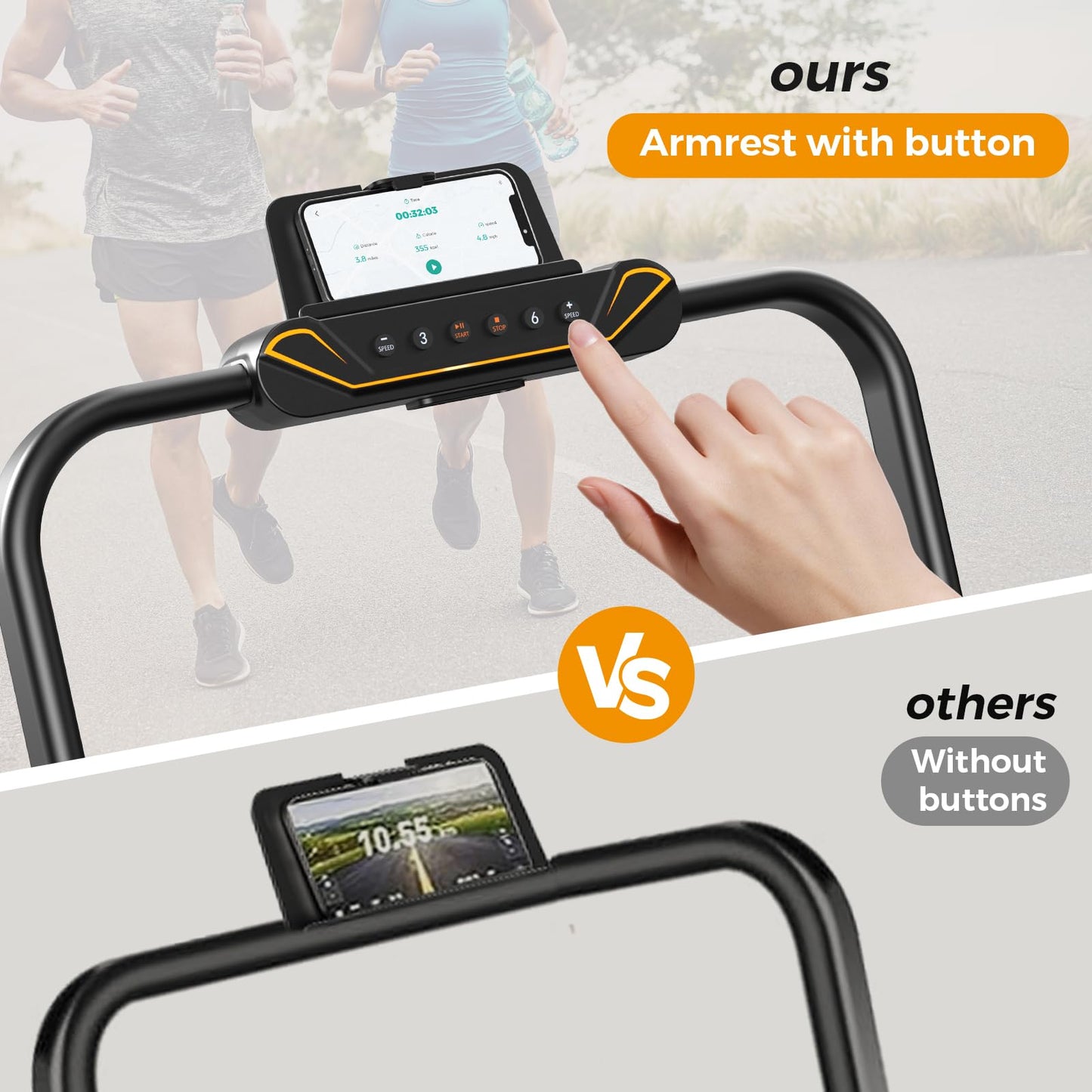 HiFast Walking Pad, Under Desk Treadmill for Home Office, Small Walking Pad with Handle Bar and Incline, Foldable Treadmill with Remote Control, APP