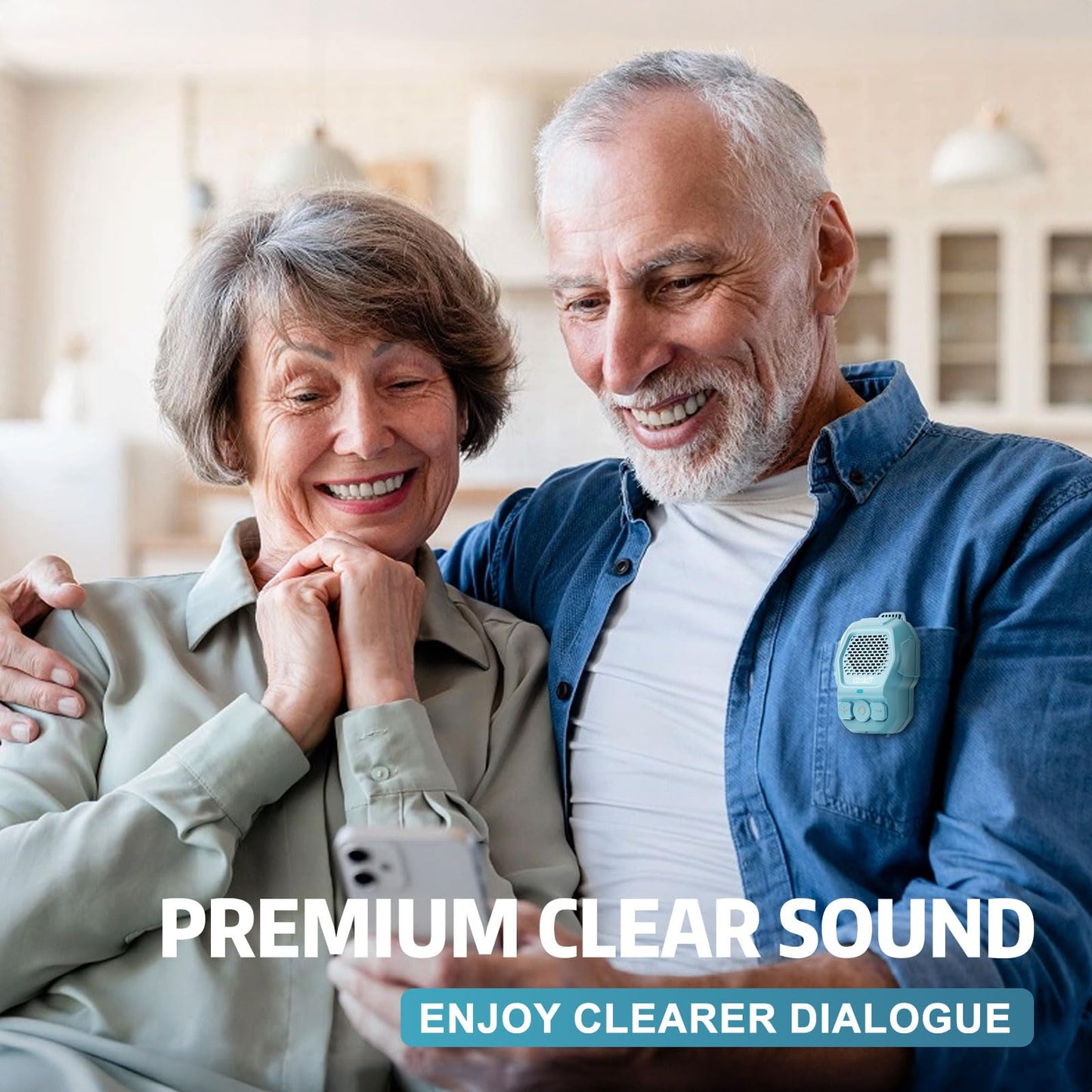 Mufoli Wearable Bluetooth Speaker, Wireless Portable Speakers, Waterproof Jobsite Speaker Up to 14 Hours Playtime, Clip Speaker Built-in Mic for Hands-Free Music/Calls, for Outdoors (Blue)