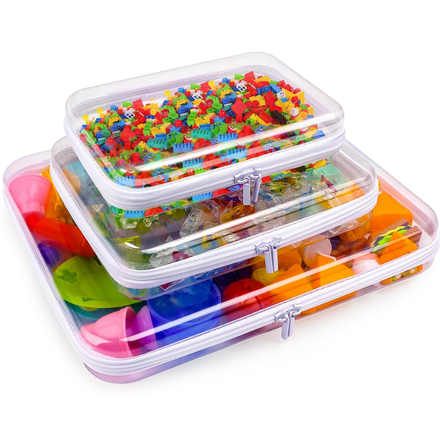 AOBOPLE Clear Hard Shell Zipper Case,Large Toy Storage Bags,Reusable Hard Shell Plastic Board Game Storage,Clear Zipper Case Travel Waterproof Organizer Bags for Snacks Toy Intimate