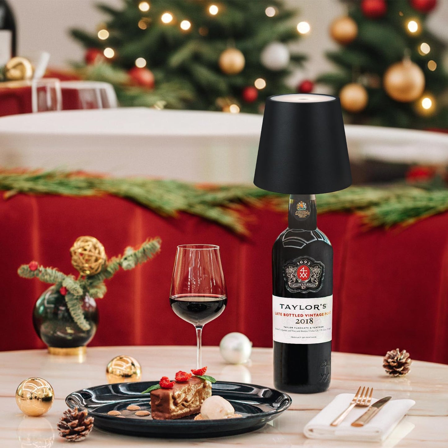 TTLYUGN Wireless Bottle Lamp, Rechargeable 3 Color Stepless Dimming LED Wine Lights, Touch Control Desk Kit for Bar & Restaurant - Green