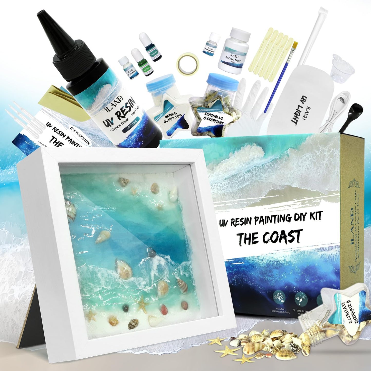 iland Crafts for Adults of Resin Art Kit as DIY Crafting Beach Ocean Themed Gifts Adult Girls Night Crafts Making or Date Night Painting Kit for Couples Also Mothers Day Gifts for Mom & Crafty Women