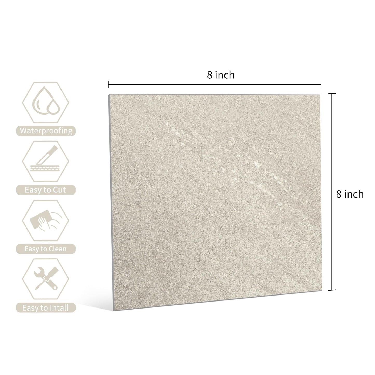 W&S 24-Sheet Peel and Stick Tile Floor, Beige Faux Stone Peel and Stick Backsplash, Rigid&Thicker Stick on Kitchen Flooring Tile, Self Adhesive Flooring for Bathroom, Living Room