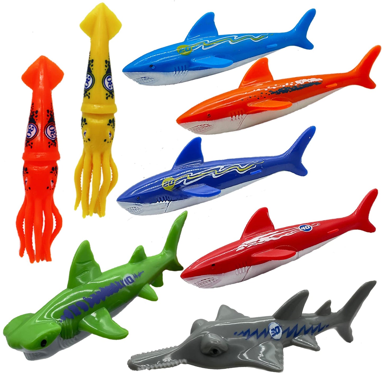 Haktoys Pool Toys Torpedo Diving Set – 8-Pack Dive Torpedos for Kids & Adults | Fast-Sinking Pool Torpedos for Swim Training, Underwater Games & Water Play | Gliding Diving Torpedo Rockets