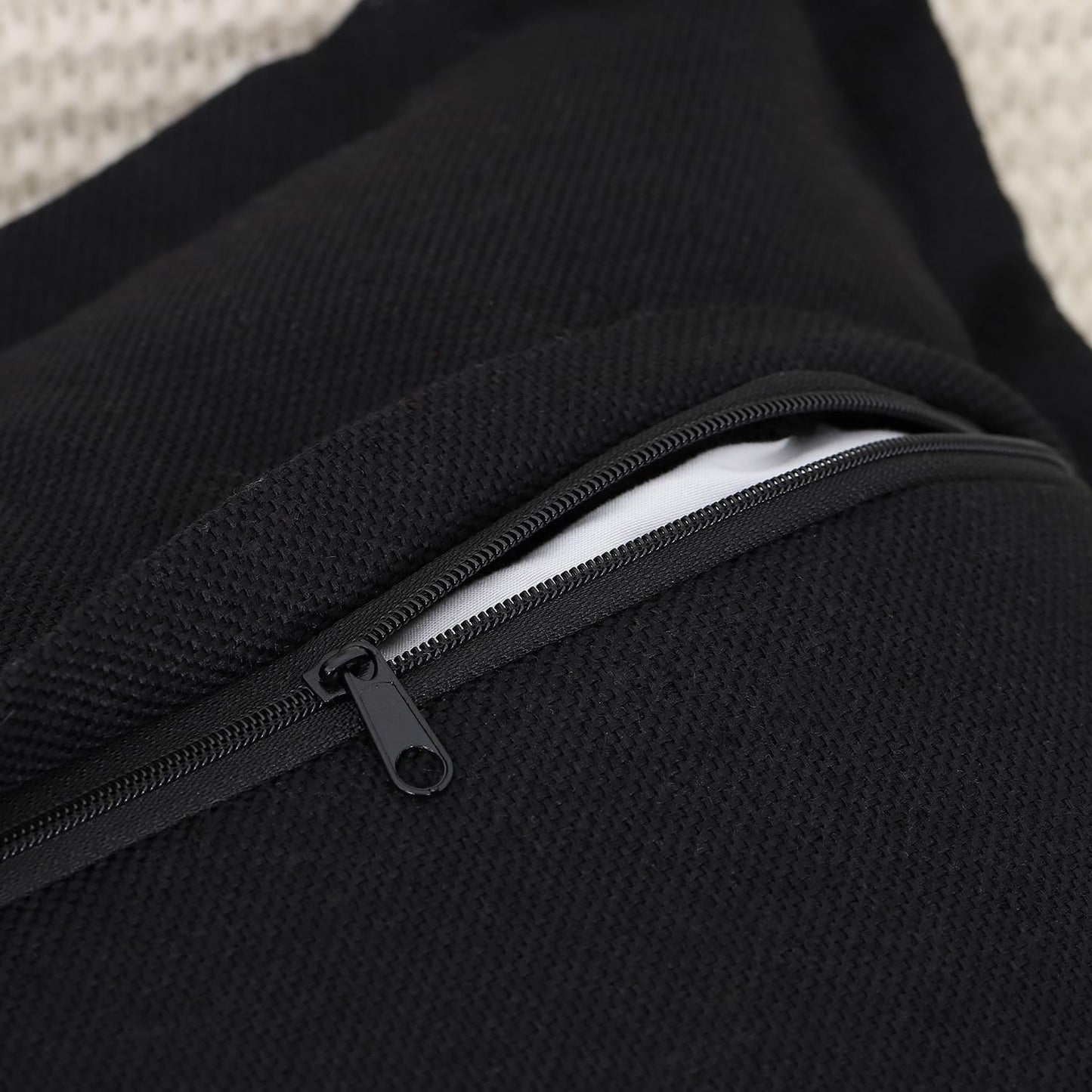 MADIZZ Set of 2 Linen Throw Pillow Covers with Broad Edge Soft Boho Decorative Pillow Cases for Sofa Bedroom Modern Pillow Shell 18x18 Inch Black