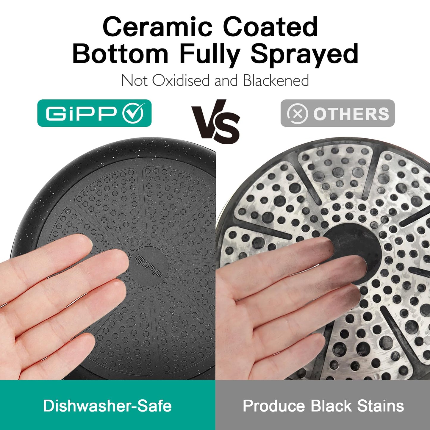 GiPP Ceramic Pots and Pans Set Non Stick - 18 Pcs Nonstick Cookware Set, Non-toxic Healthy Kitchen Cooking Set w/Frying Pans Set, Dishwasher Safe, PFAS PTFE PFOA PFOS Free