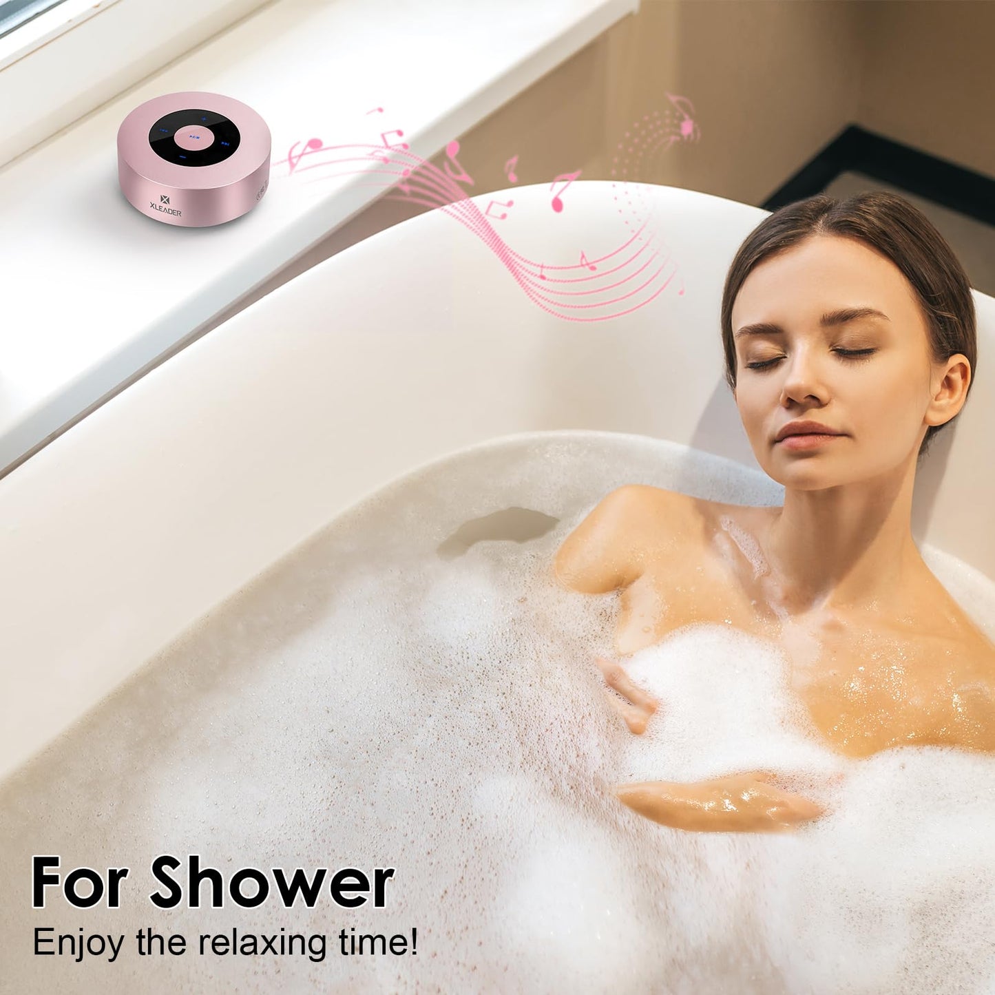 XLEADER Mini Bluetooth Speaker (Gift Box Packed) Portable Speakers Bluetooth Wireless with Micro SD/Mic/Aux Input, Touch Screen, 12H Playtime, Cute Pink Small Speaker for iPhone Laptop Shower Office