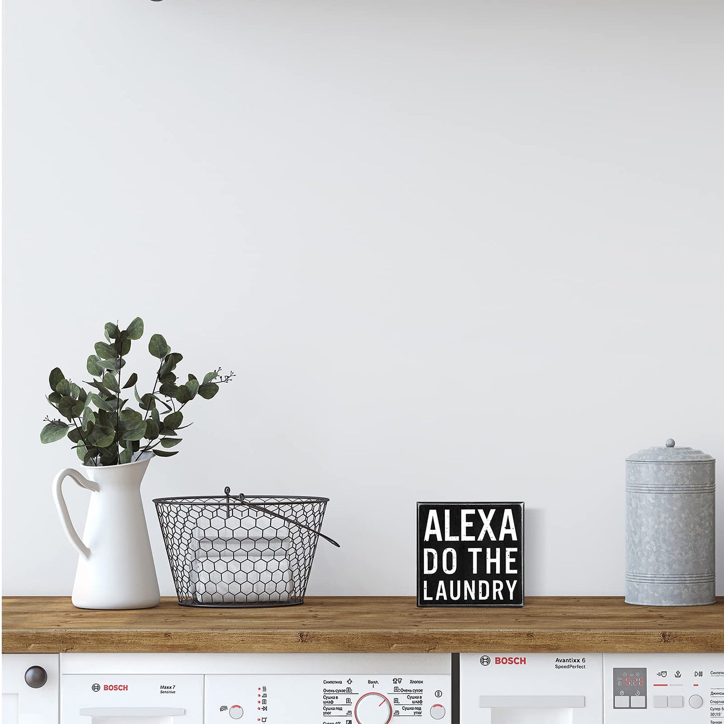 Classic Farmhouse Laundry Decor Funny Wooden Box Sign Rustic Laundry Black White Decorative Box Sign Plaque for Home Bathroom Shelf Decoration(Black Background)