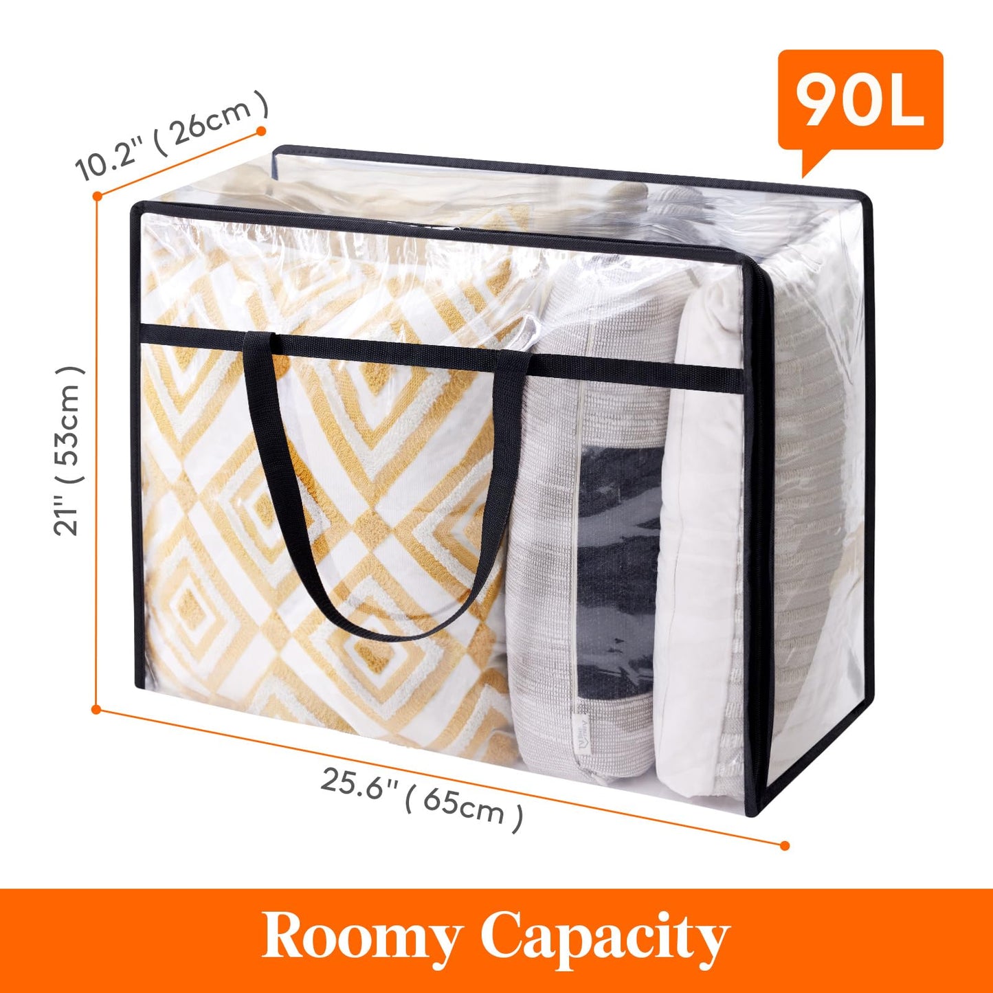 Lifewit 4 Pack Clear Clothes Storage Bags, 90L Plastic Blanket Storage Bag, Vinyl Foldable Moving Bags with Zipper，Closet Organizers and Storage Containers for Comforter, Bedding, Duvet, Pillow