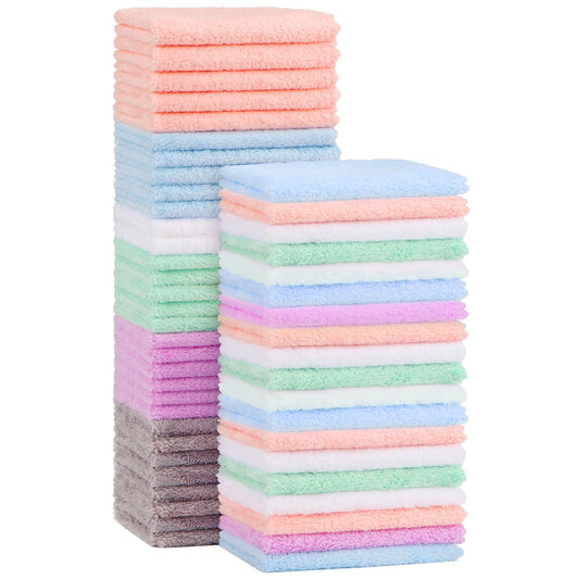 Orighty Paquete de 24 paños para bebé, 7 x 9 pulgadas, toallas de microfibra de vellón coral, paños de lavado súper suaves y absorbentes para recién nacidos, bebés y niños pequeños, suaves con la piel