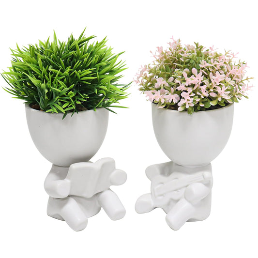 Zerzsy Fake Succulent, Mini Succulents Plants Desk Plant for Office Decor for Women, Cute Fake Plants Bathroom Decor - Set of 2