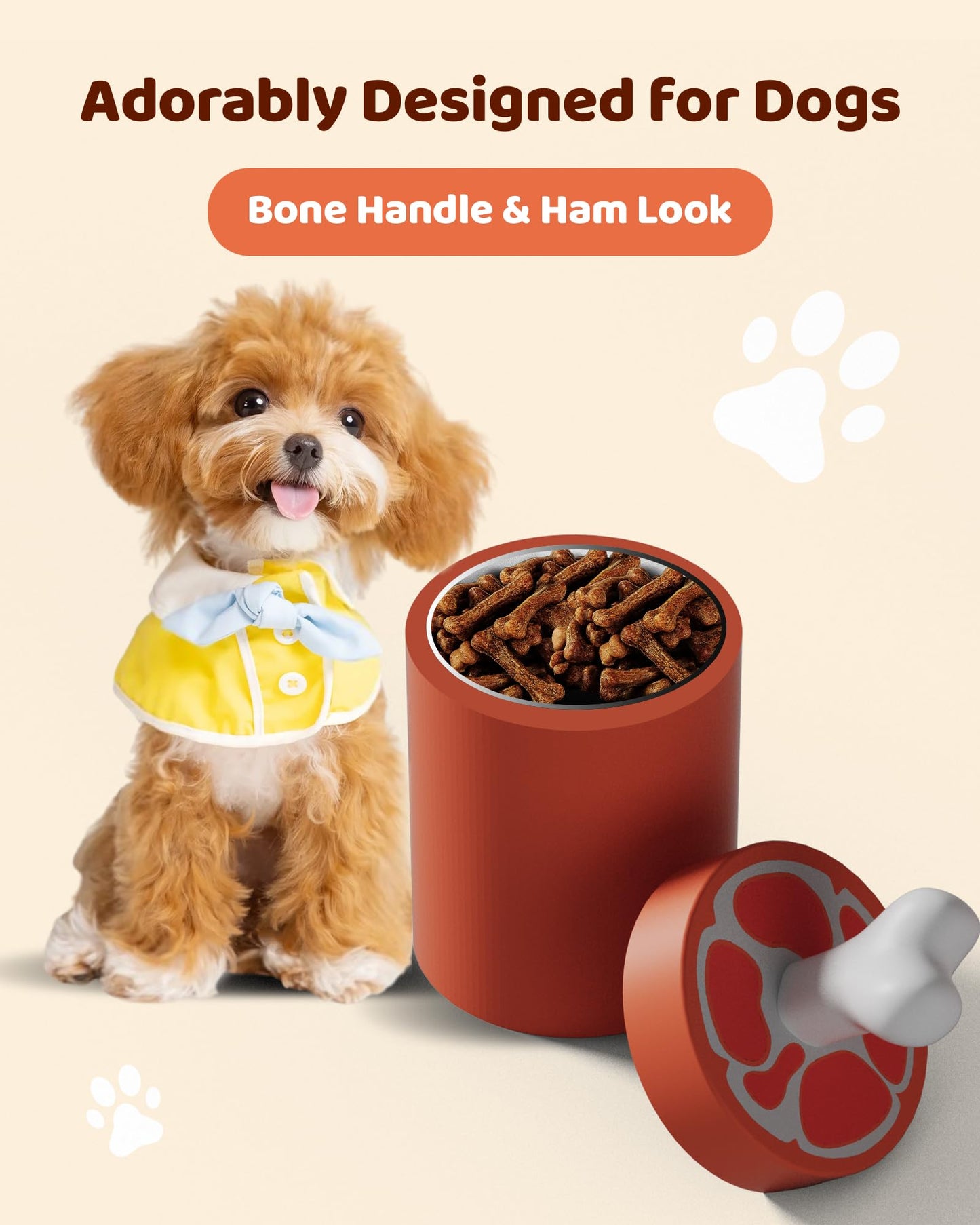 HHGFCLTRS Dog Treat Storage Container Dog Treat Jar - 4.3" Round x 10.2" Tall Airtight Pet Treat Storage Containers Dog Treat Containers Dog Treat Bin Bone Shape