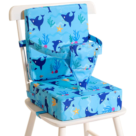 Toddler Booster Seat for Dining Table, Dinosaur Booster Seat for Table with Backrest and Adjustable Seat Belts Non-Slip Bottom Portable Booster Seat Increasing Cushion for Kid Baby Eating Travel Home