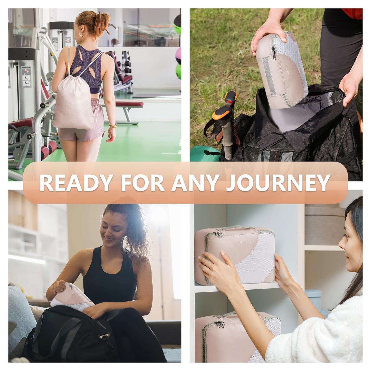 10 Set/8 Set Packing Cubes for Travel, Gifts for Women Mom,Anti-Tearing Suitcase Organizer for Luggage with Shoe & Hanging Toiletry Bag,OlarHike Vacation Essentials & Accessories for Cruise Ship,Cream