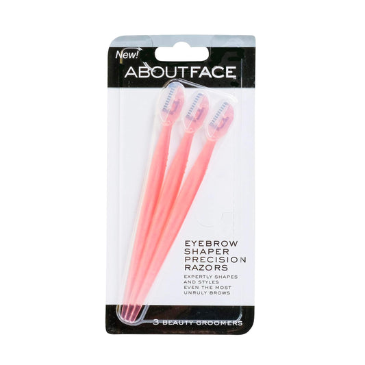 About Face Facial Razor & Eyebrow Shaper (3 Ct) - Removes Peach Fuzz on Cheeks, Chin, or Forehead & Delicately Shapes Eyebrows