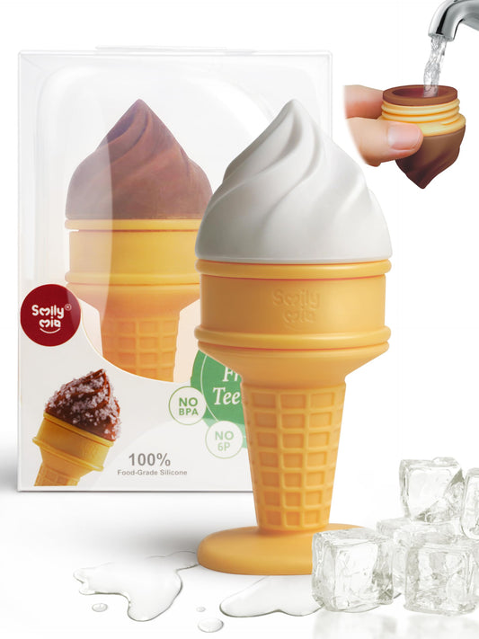 Smily Mia Freezer Teether for Babies 12-18Months,Freezable Ice Cream Toy for 6-12Months Babies,Cold Water Soother for 3-6Months for Teething Pian Relief,Cream White